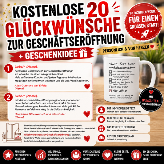 20 Kostenlose Glückwünsche & Sprüche zur Geschäftseröffnung + Geschenkidee