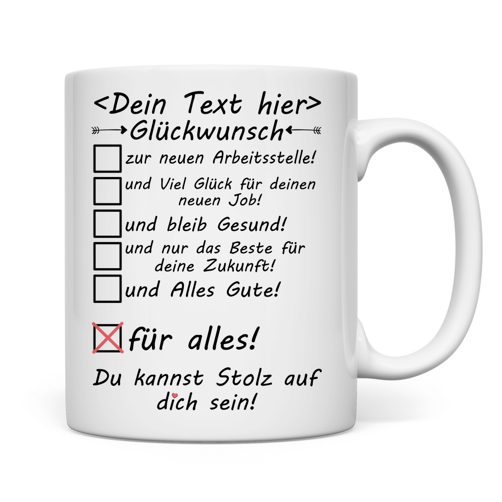 Glückwünsche zur neuen Stelle | Tasse