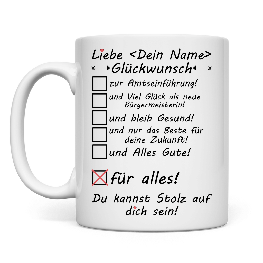 Personalisierte Tasse mit Namen – Geschenk zur Amtseinführung Bürgermeister Bürgermeisterwahl