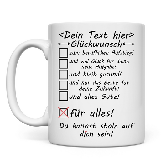 herzlichen Glückwunsch zum beruflichen Aufstieg | Tasse
