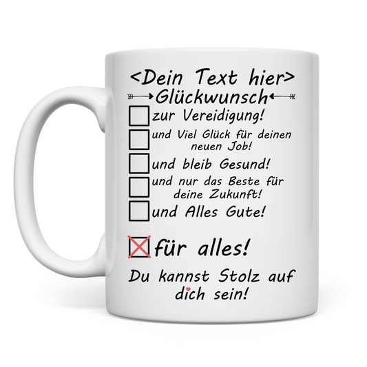 Glückwunsch zur Vereidigung | Tasse