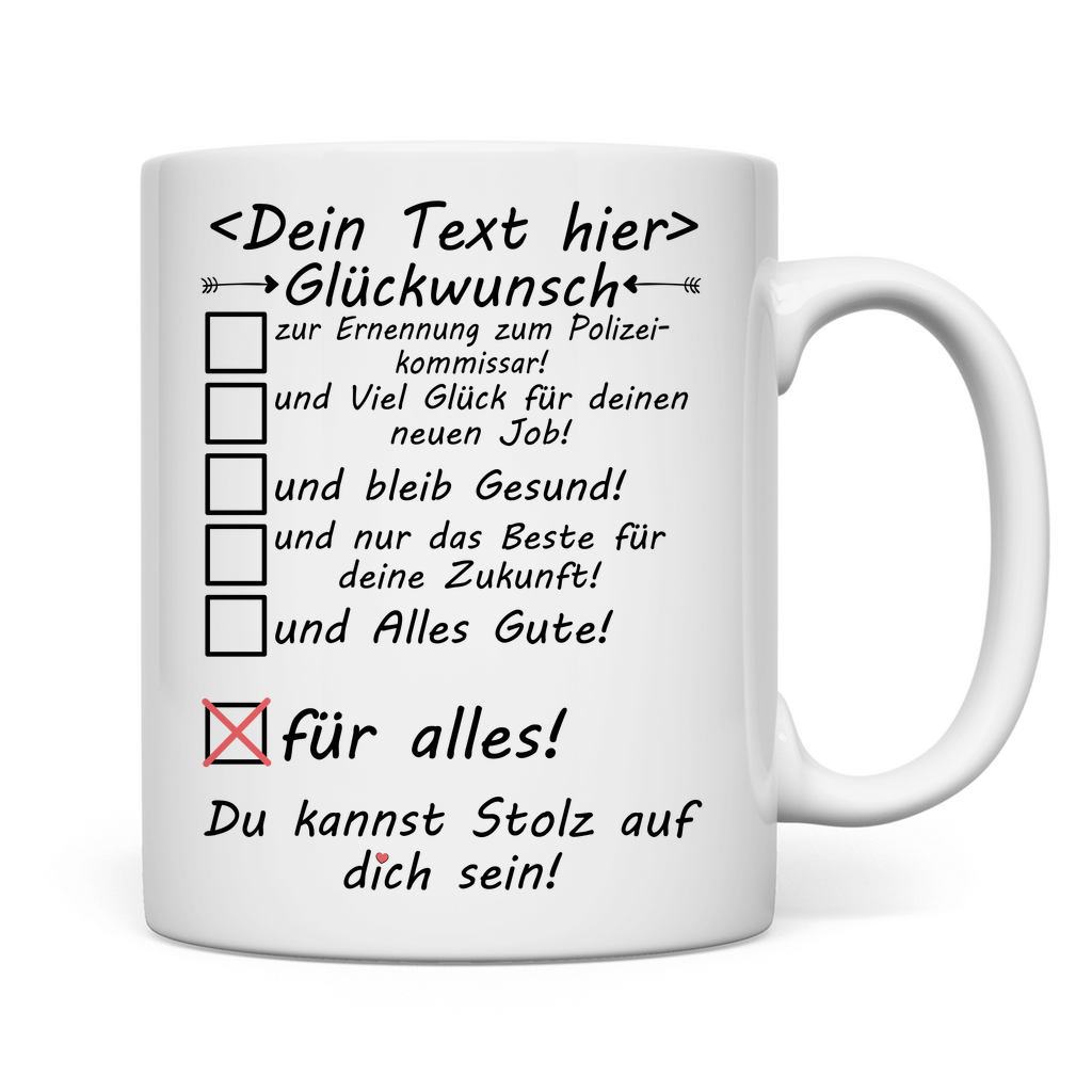 Ernennung Polizeikommissar | Glückwunsch Tasse