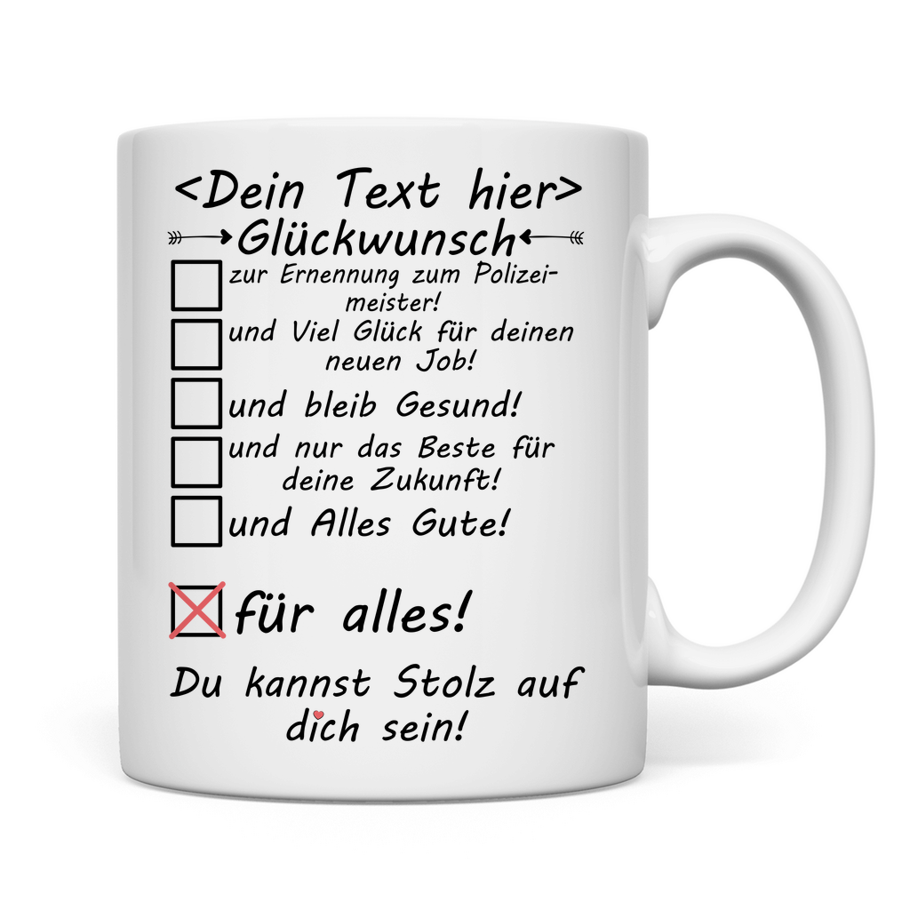 Ernennung Polizeimeister | Glückwünsche Tasse