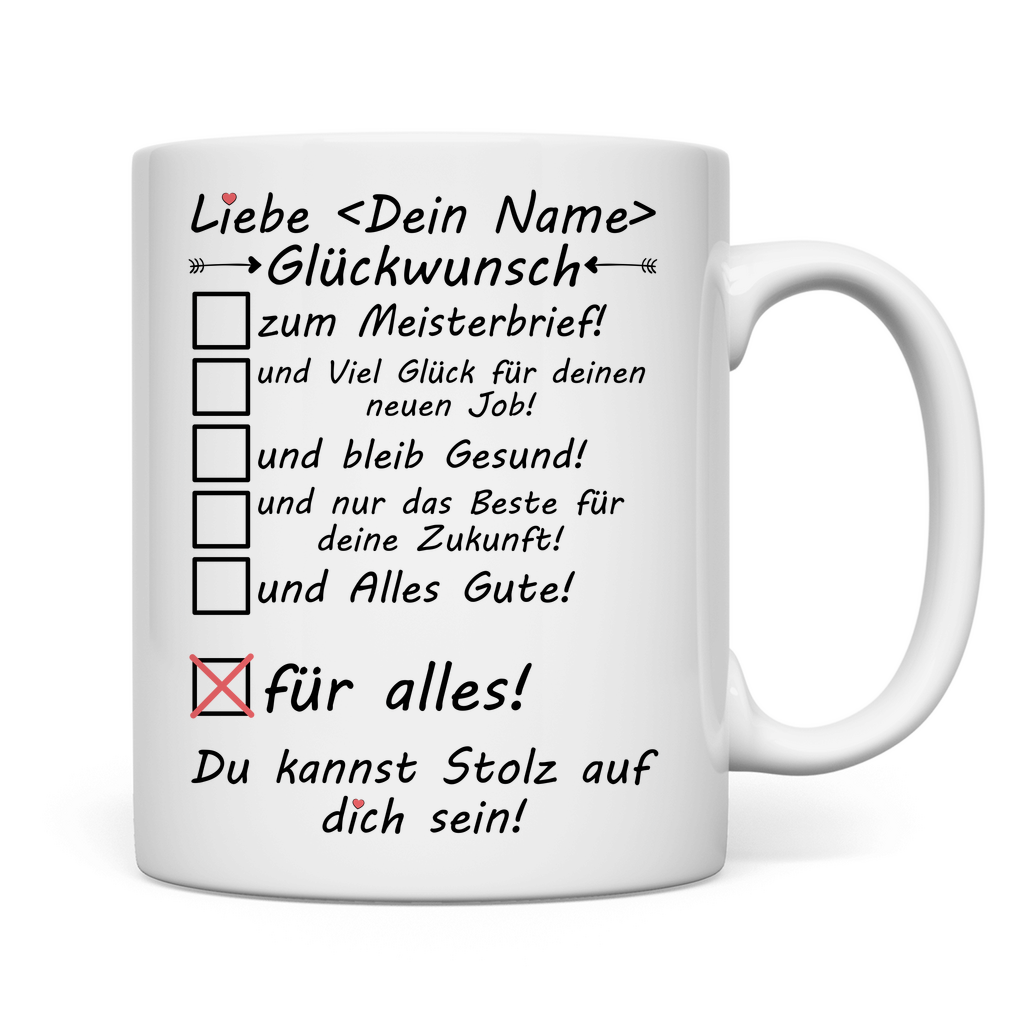Herzlichen Glückwunsch zum Meisterbrief | Tasse
