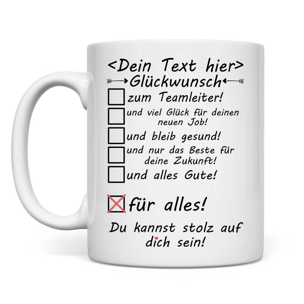 herzlichen glückwunsch zur teamleitung Tasse