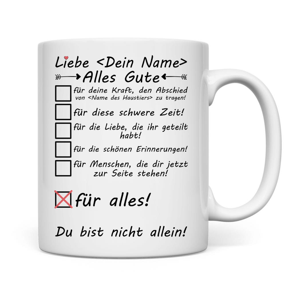 Personalisierte Kaffeetasse bei Verlust des Hundes – Trostgeschenk mit Namen