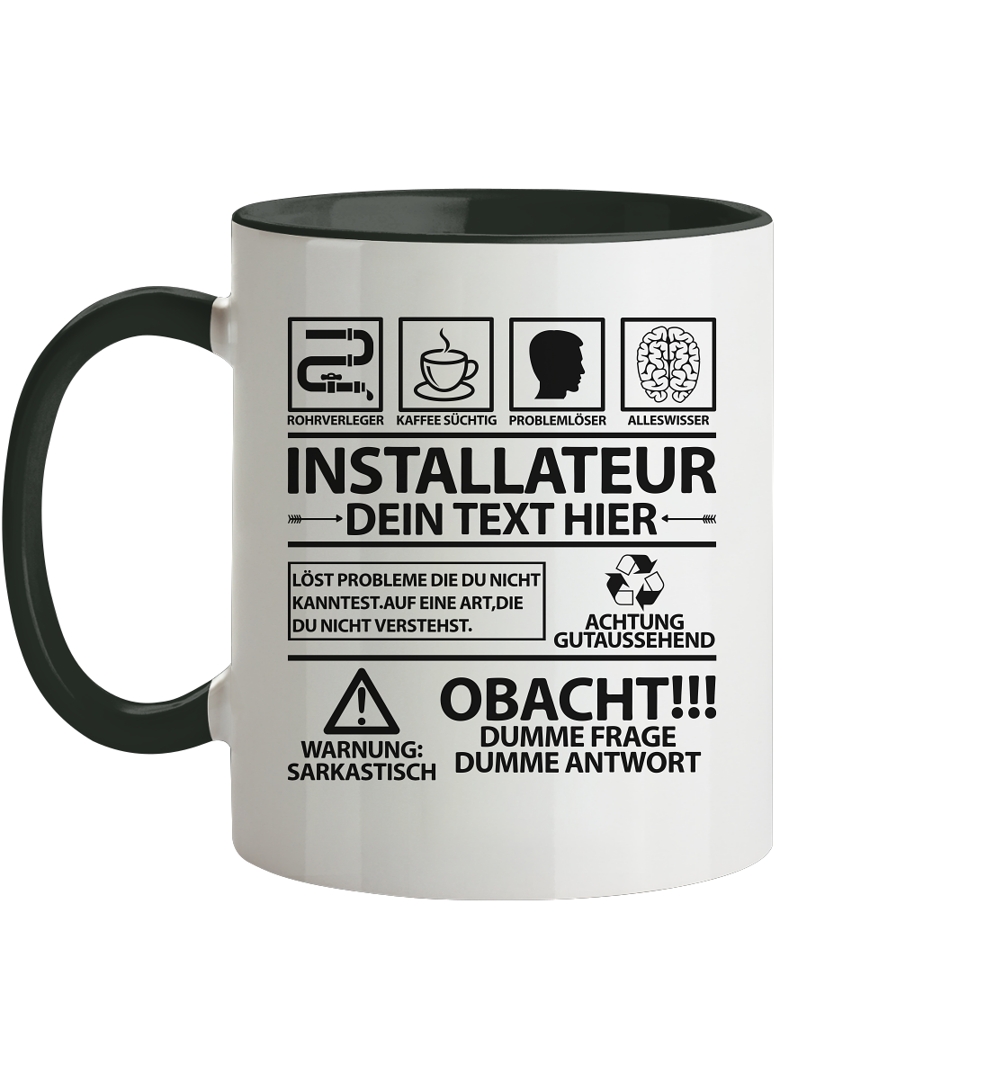 Personalisierte Tasse Installateur Gas Wasser mit lustigen Motiv