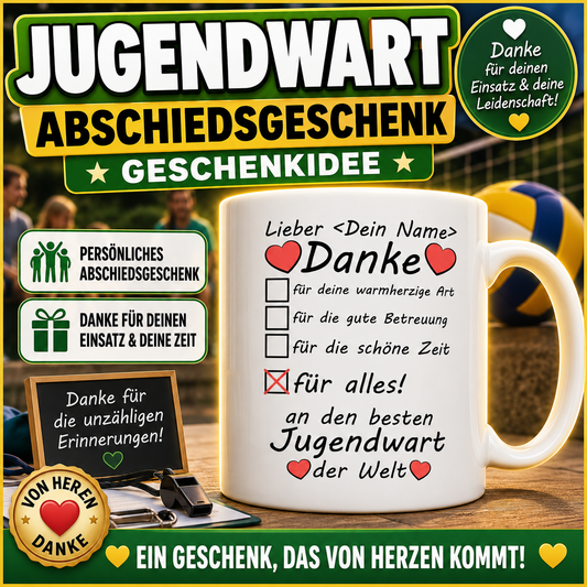 Dankeschön Tasse für den besten Jugendwart zum Abschied der Saison