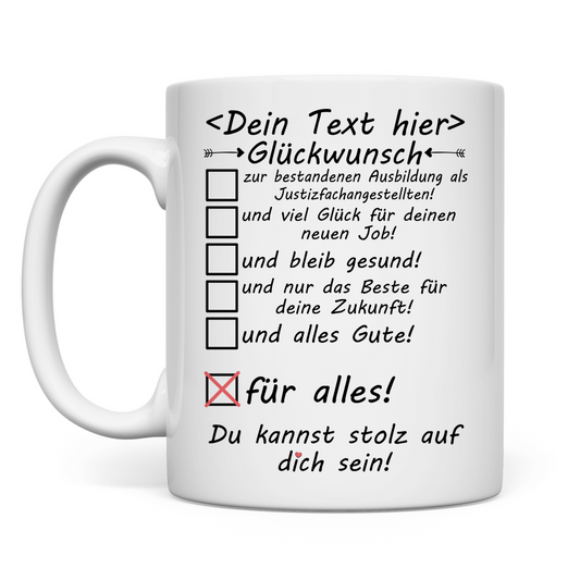 Justizfachangestellter Ausbildung abschluss prüfung bestanden | Tasse 