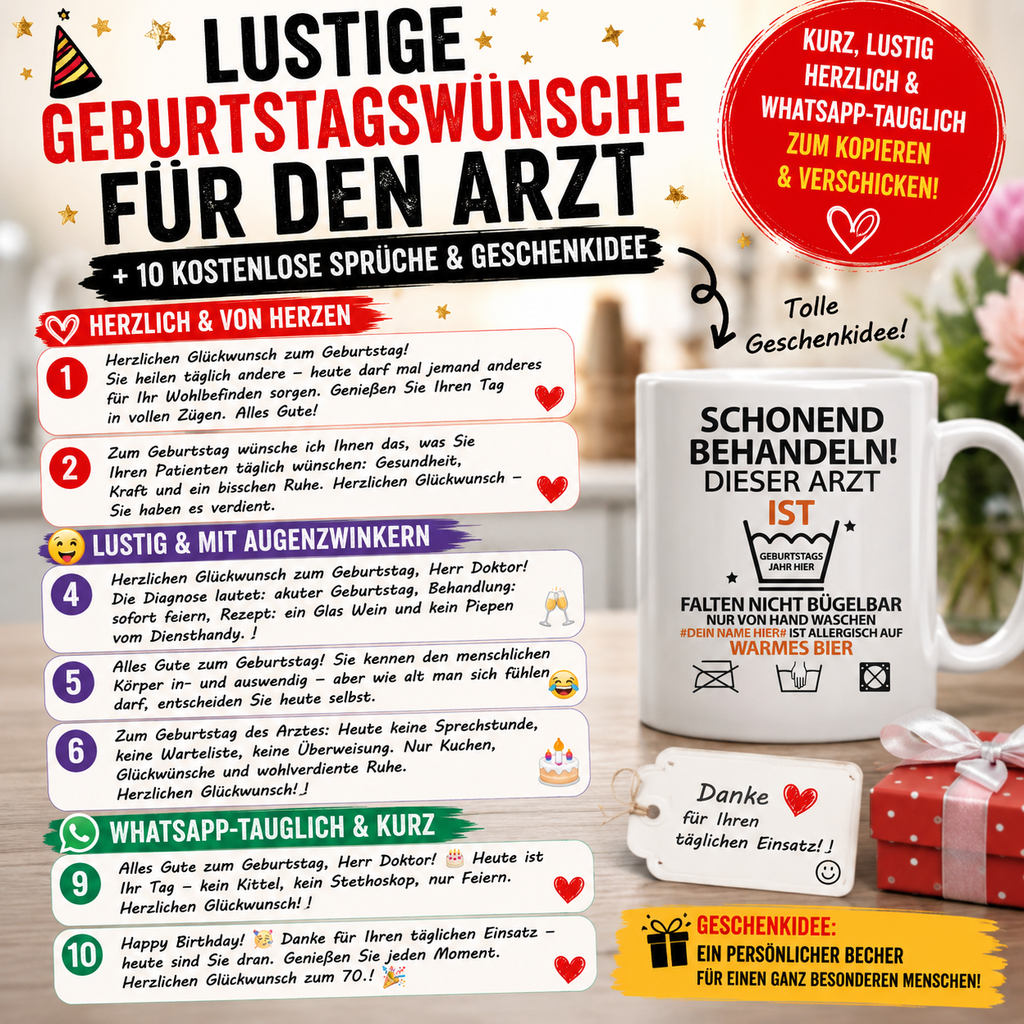 Lustige Geburtstagswünsche für den Arzt + 10 Kostenlose Sprüche & Geschenkidee