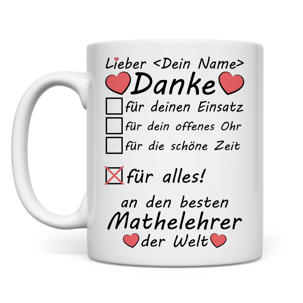 Mathelehrer zum Abschied | Danke Tasse