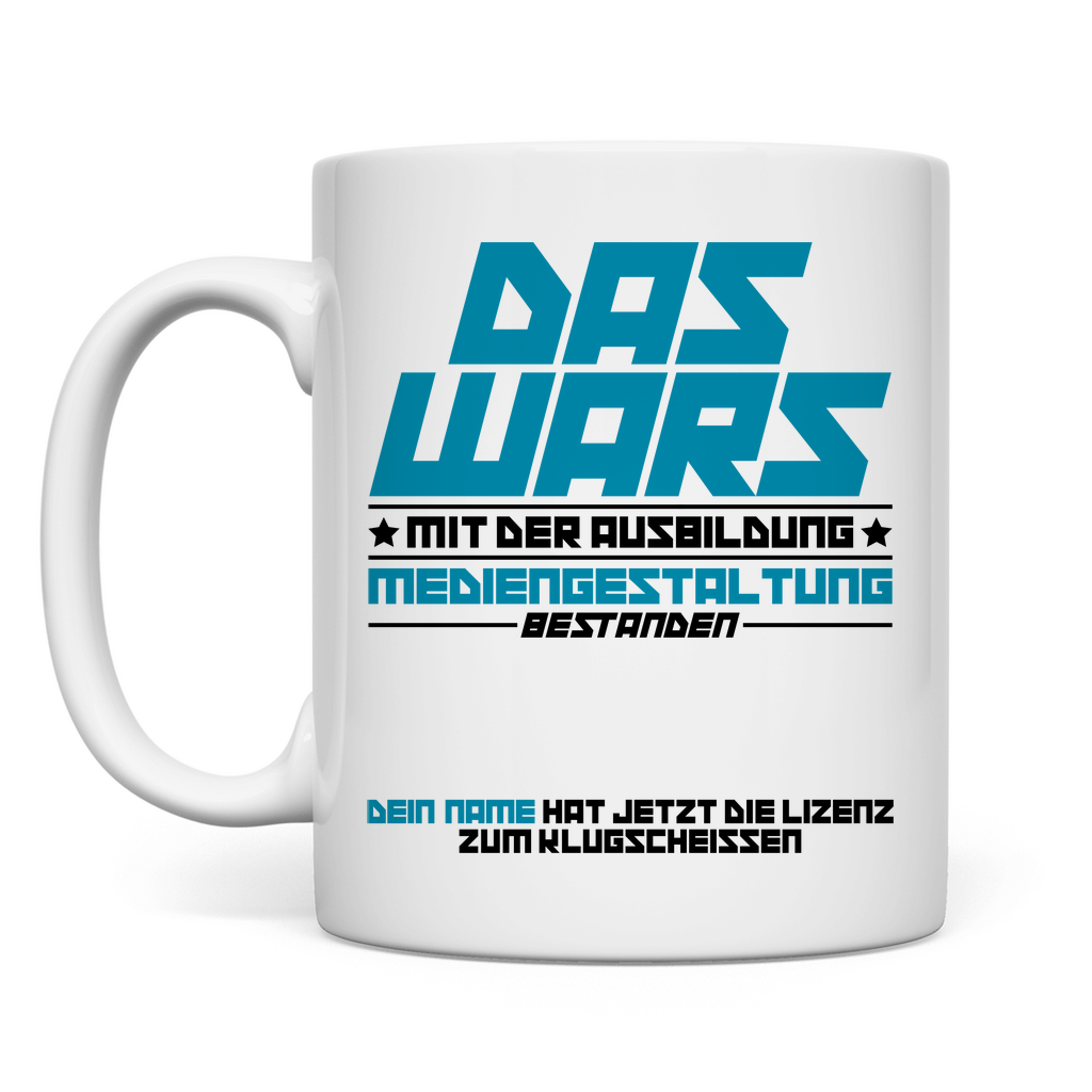 Mediengestaltung Ausbildung prüfung bestanden tasse 