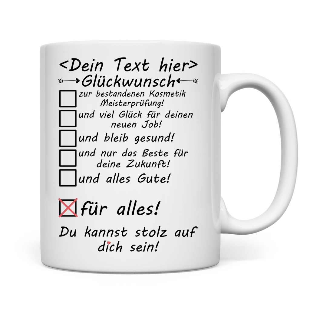 Meisterprüfung Kosmetik bestanden - Tasse - Kosmetikmeister Geschenk