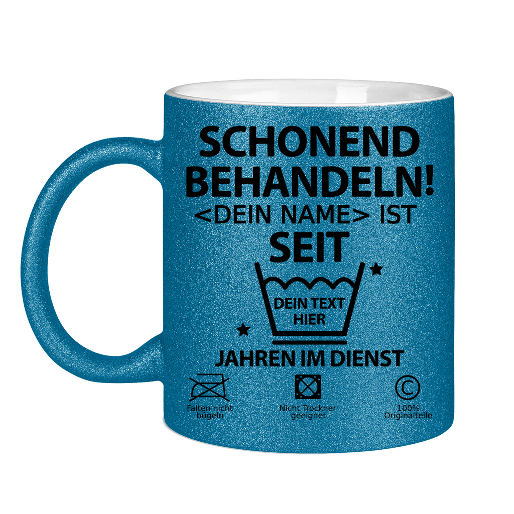 Mitarbeiterin 10 Jähriges Jubiläum - Personalisierte Tasse mit Glitzereffekt - Dienstjubiläum Geschenk