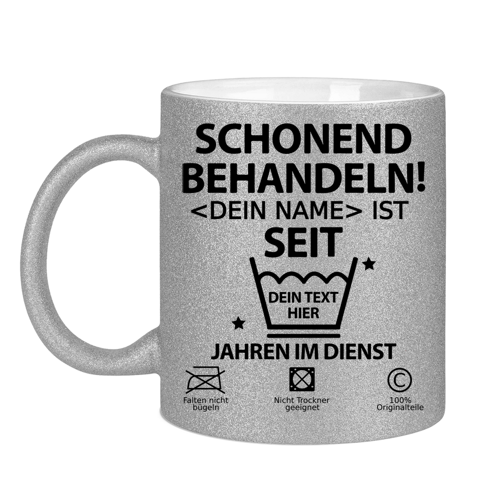 Mitarbeiterin 10 Jähriges Jubiläum - Personalisierte Tasse mit Glitzereffekt - Dienstjubiläum Geschenk