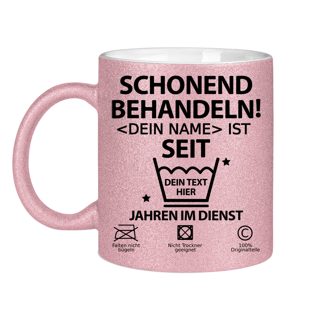 Mitarbeiterin 10 Jähriges Jubiläum - Personalisierte Tasse mit Glitzereffekt - Dienstjubiläum Geschenk