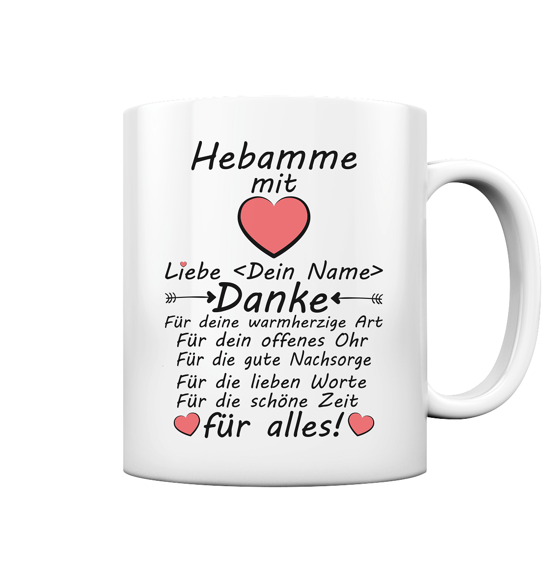 Geschenk für Nachsorgehebamme - Danke für Alles Tasse Personalisiert