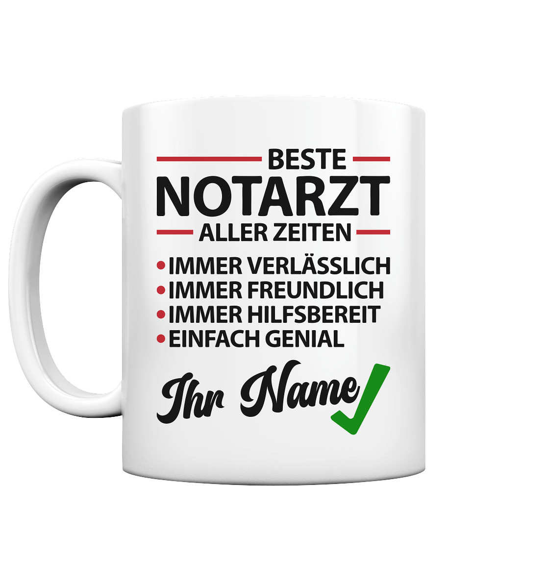 Tasse Notarzt mit Name Personalisiert Beste aller Zeiten Spruch