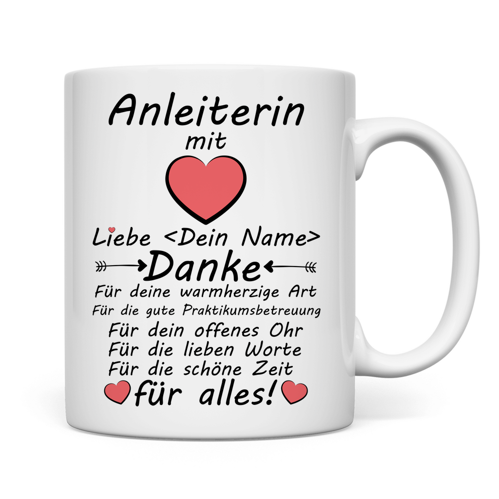 Personalisierte Tasse zum Praktikumsende – mit Namen für Praktikumsanleiterinnen