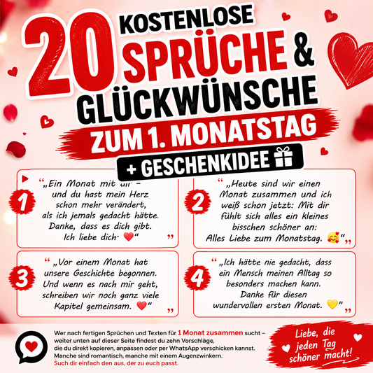 20 Kostenlose SPRÜCHE & GLÜCKWÜNSCHE ZUM 1. MONATSTAG + GESCHENKIDEE
