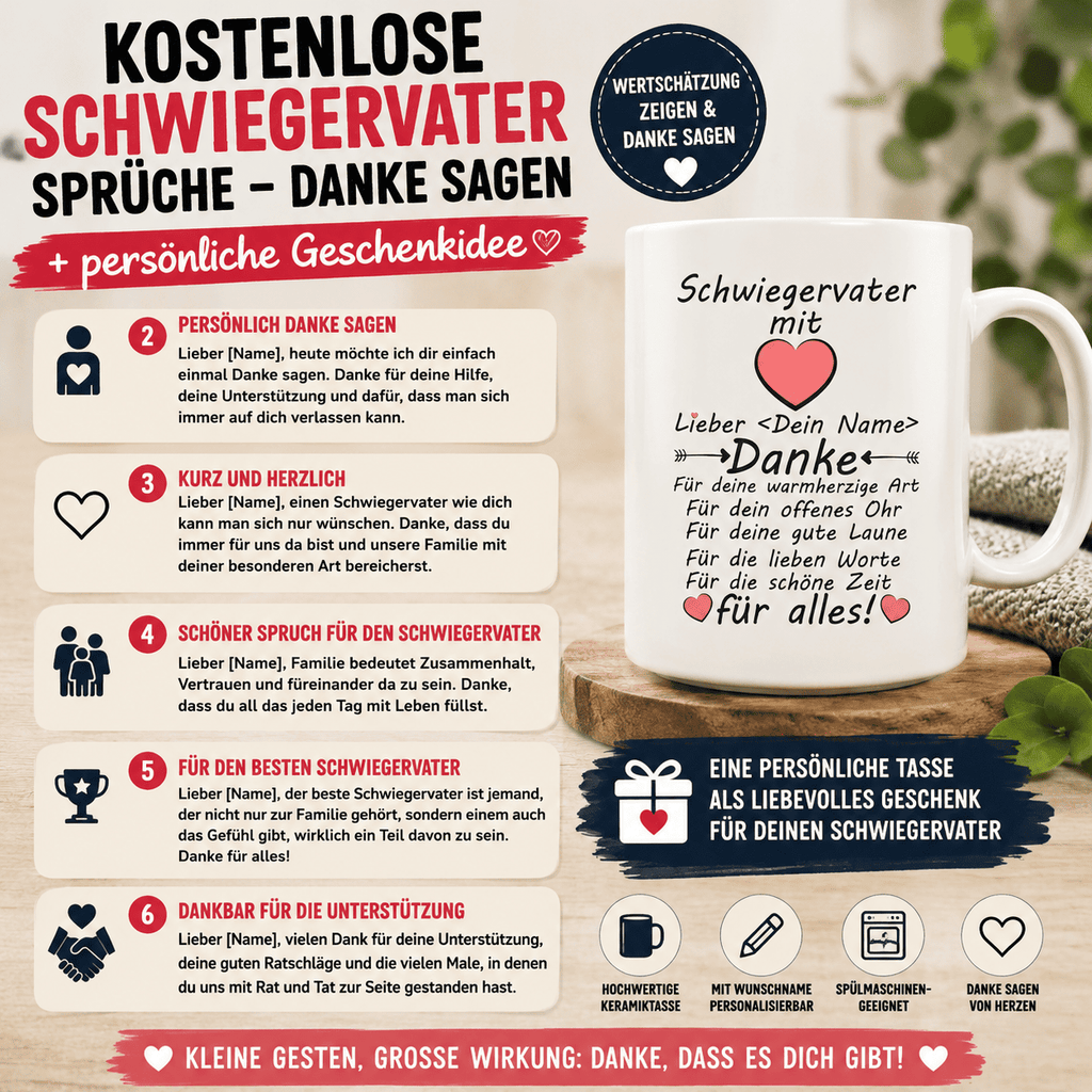 Kostenlose Schwiegervater Schöne & liebe Sprüche – Danke sagen + persönliche Geschenkidee