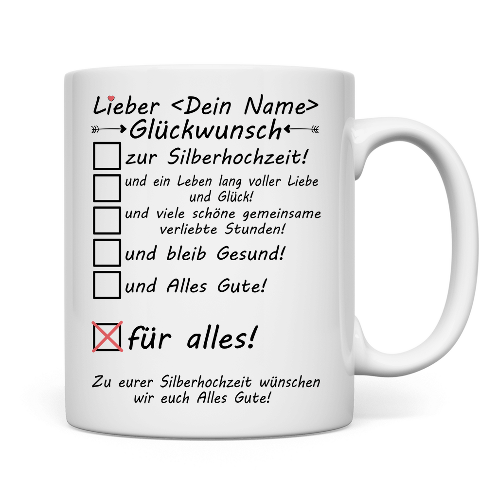Silberhochzeit Arbeitskollege | Glückwunsch Tasse