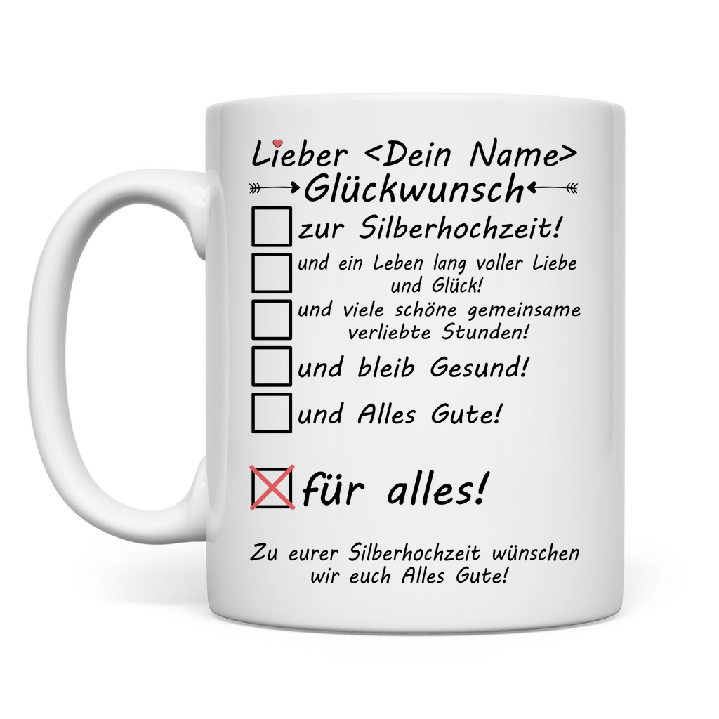 Silberhochzeit Arbeitskollege | Glückwunsch Tasse
