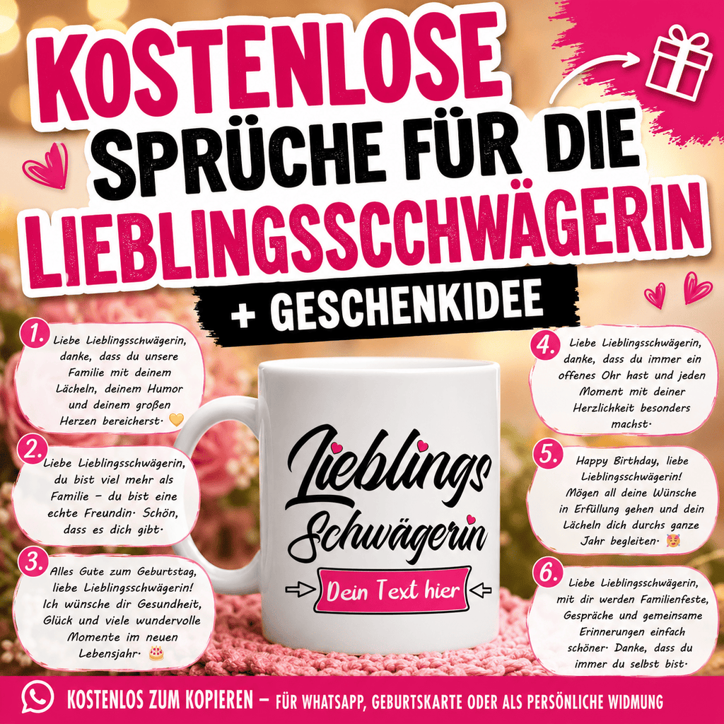 Kostenlos zum Kopieren – für WhatsApp, Geburtstagskarte oder als persönliche Widmung ,Die schönsten Sprüche für deine Lieblingsschwägerin – perfekt zum Geburtstag, als Dankeschön oder einfach zwischendurch