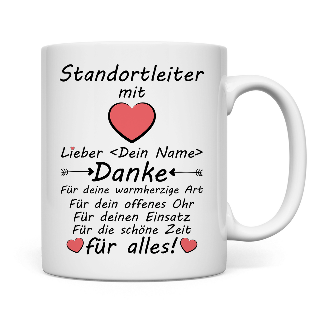 Standortleiter Geschenk – Tasse mit persönlichem Dank zum Abschied