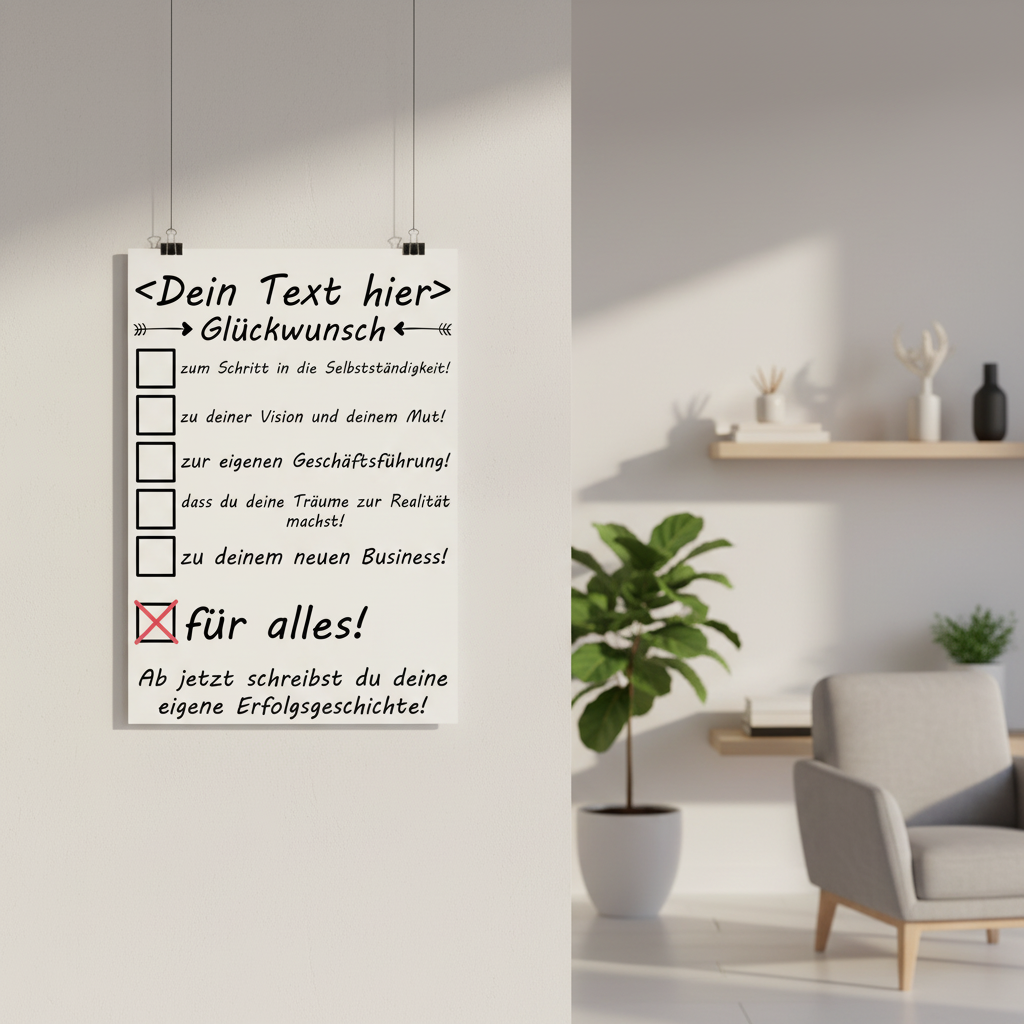  Poster Selbststaendigkeit personalisiert zur Unternehmensgruendung, DIN A3 Fine-Art-Print mit Wunschname als Geschenk