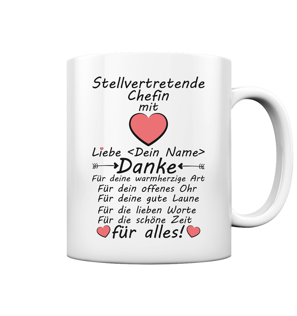 Stellvertretende Stellvertretung Chefin Geschenk - Tasse Dankeschön Danke für Alles Personalisiert