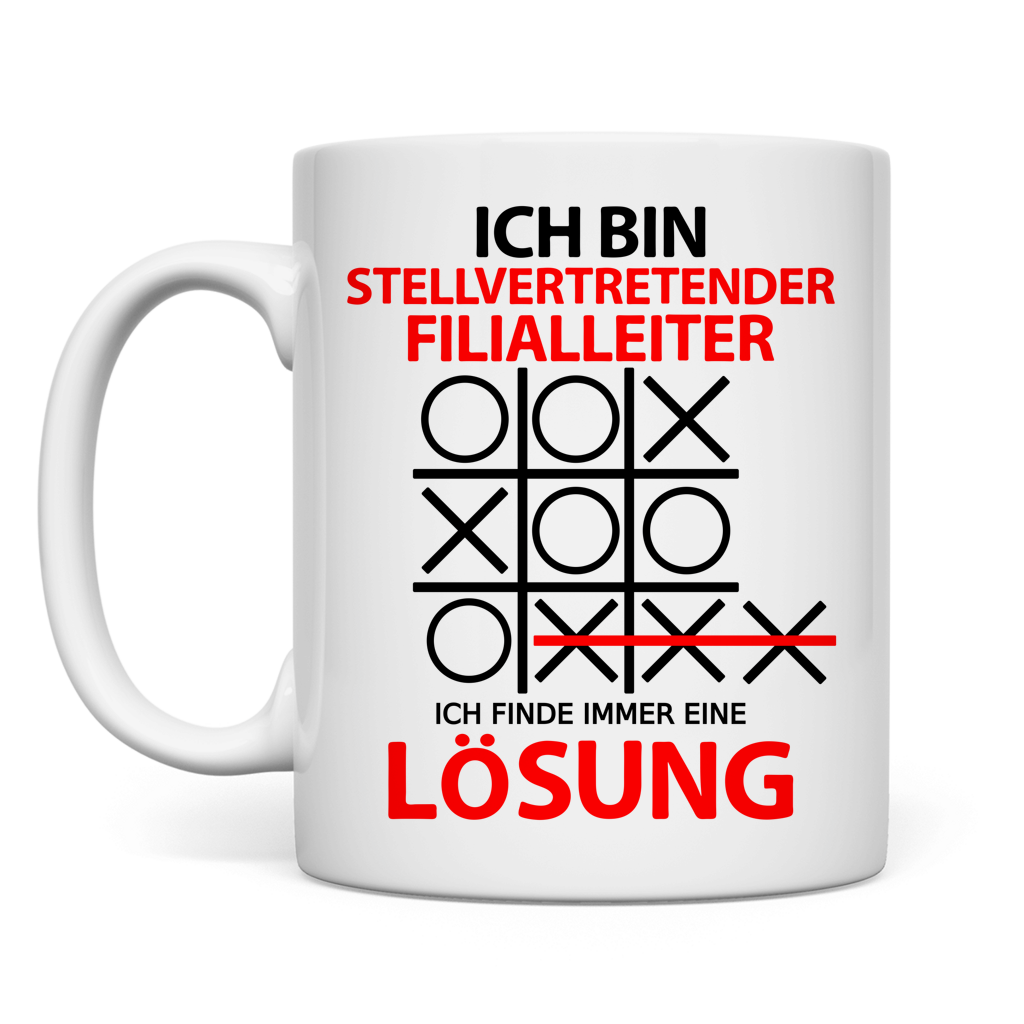 Weisse Keramiktasse fuer stellvertretender Filialleiter als Dankeschoen zum Abschied Jobwechsel oder Geburtstag mit 330 ml Fassungsvermoegen und C-Henkel