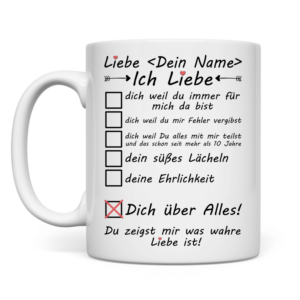 Personalisierte Kaffeetasse 10 Jahre zusammen – Liebesgeschenk mit Namen