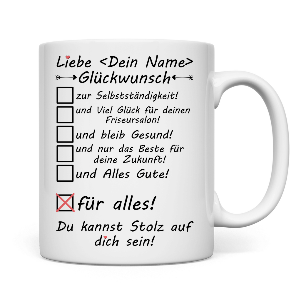 Personalisierte Keramiktasse mit Name – Geschenk zur Selbstständigkeit für Friseure und Friseurinnen