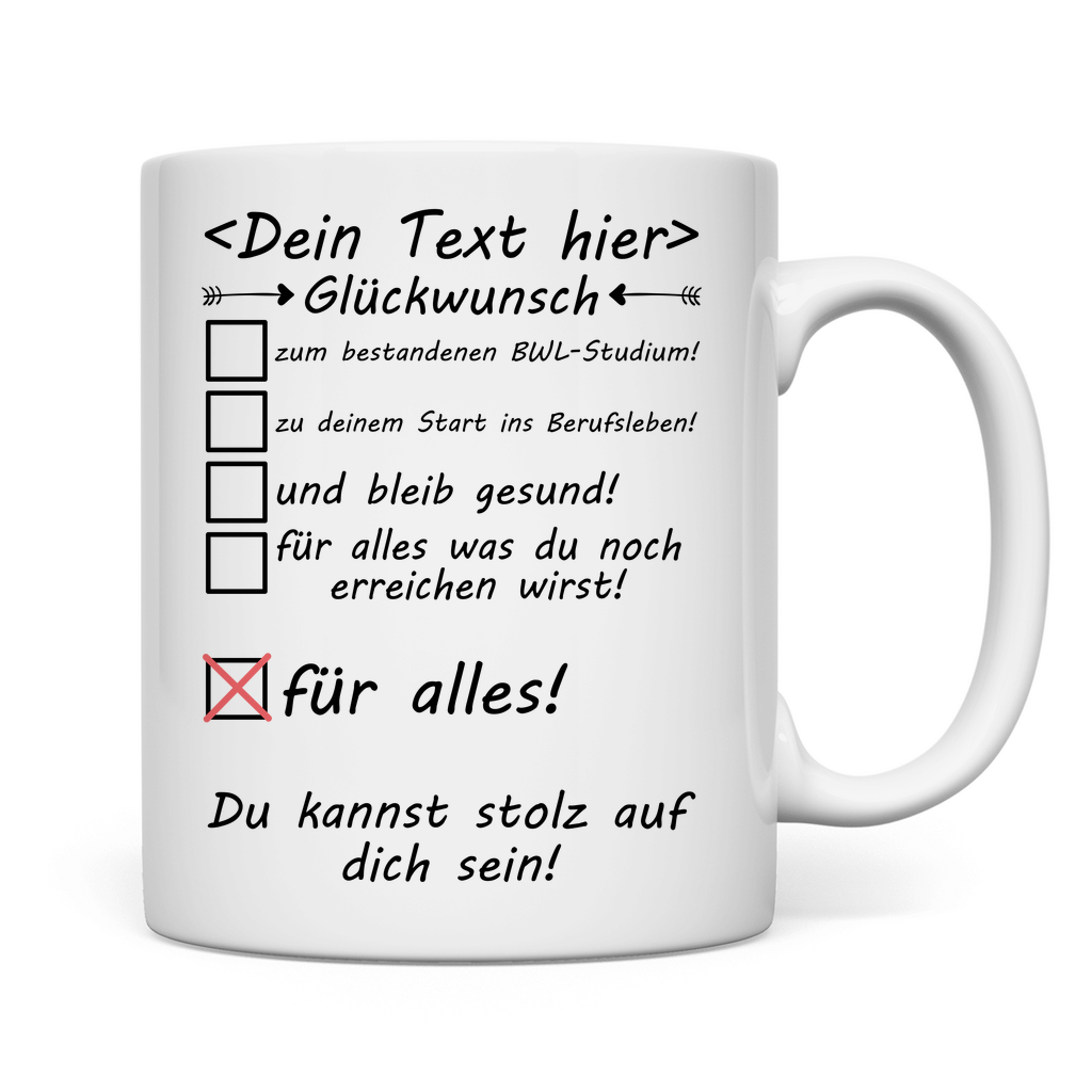 Betriebswirtschaftslehre bestanden glückwunsch Tasse