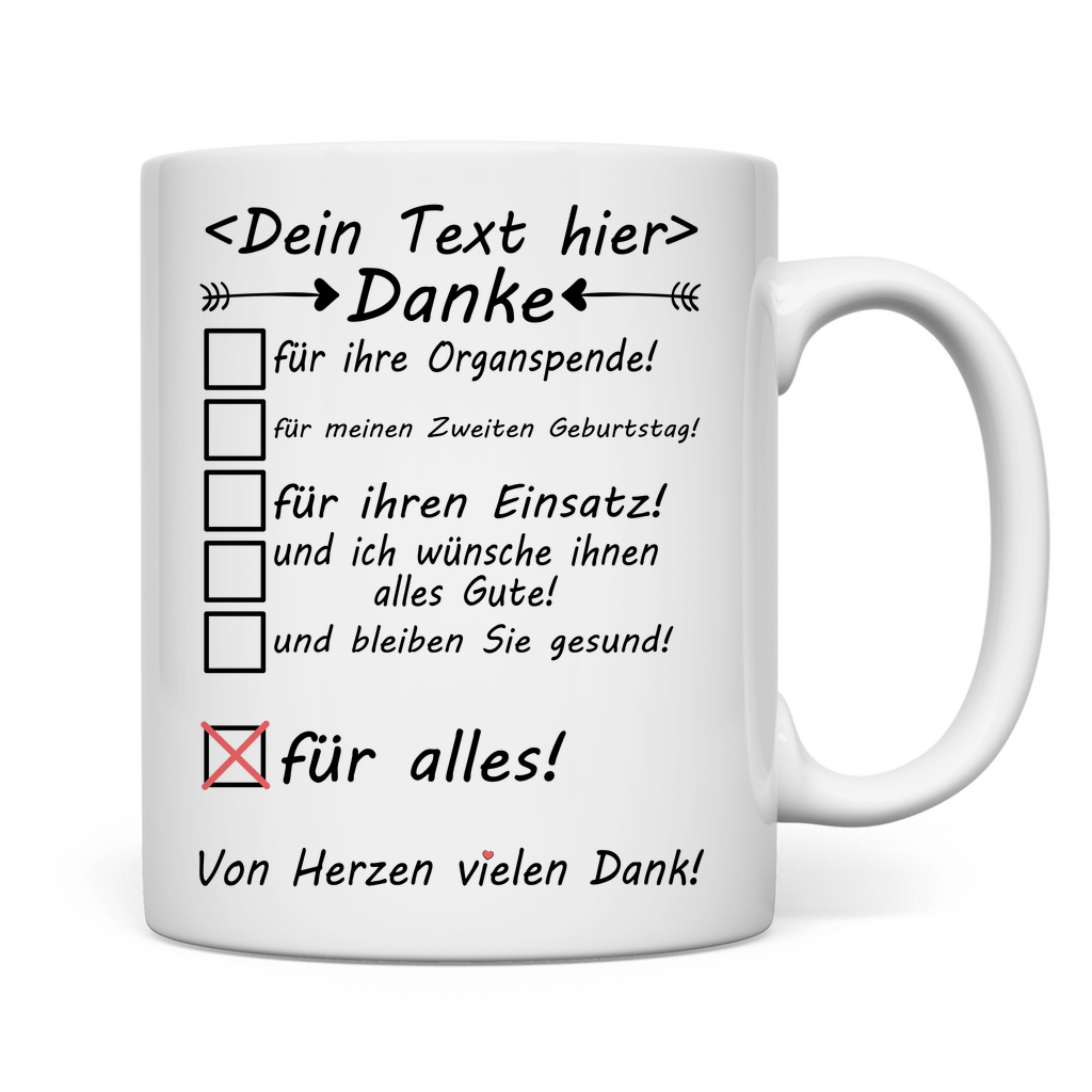 Tasse - Danke an Organspender - Organspende Geschenk - Personalisierbar