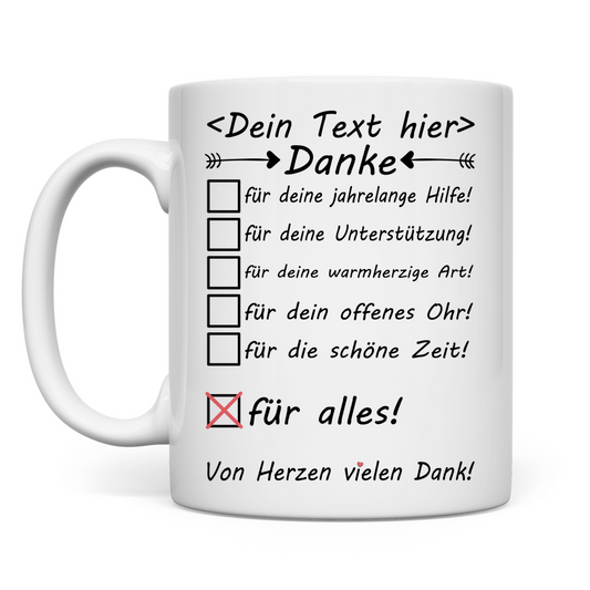 Tasse - Danke für deine Jahrelange Hilfe und Unterstützung - Geschenk