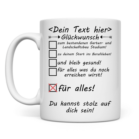 Tasse - Garten- und Landschaftsbau Studium bestanden - Geschenk