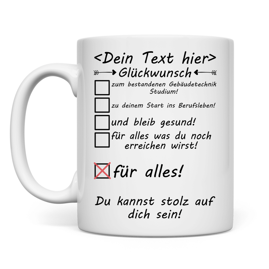 Tasse - Gebäudetechnik Studium bestanden - Gebäudetechniker Geschenk