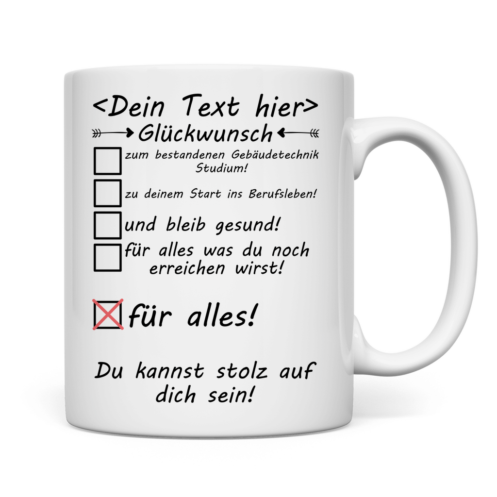 Tasse - Gebäudetechnik Studium bestanden - Gebäudetechniker Geschenk