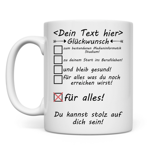 Tasse - Medieninformatik Studium bestanden - Geschenk