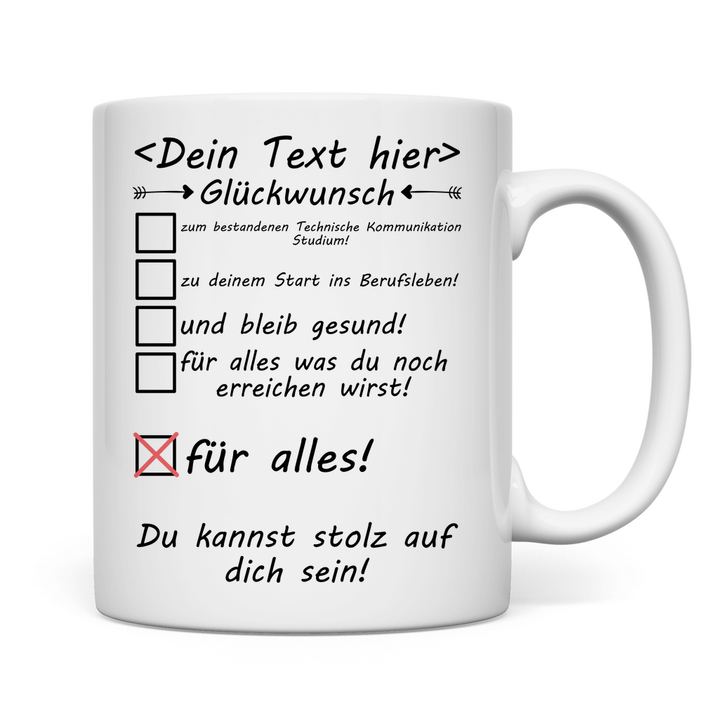 Tasse - Technische Kommunikation Studium bestanden - Geschenk