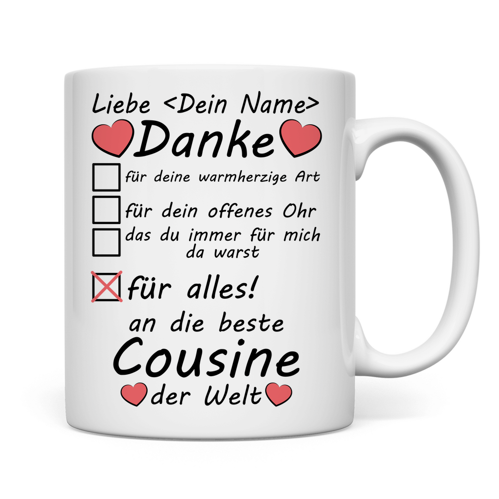 Tasse Cousine 2. Grades - Detailansicht - Premium Keramik mit hochwertigem Druck
