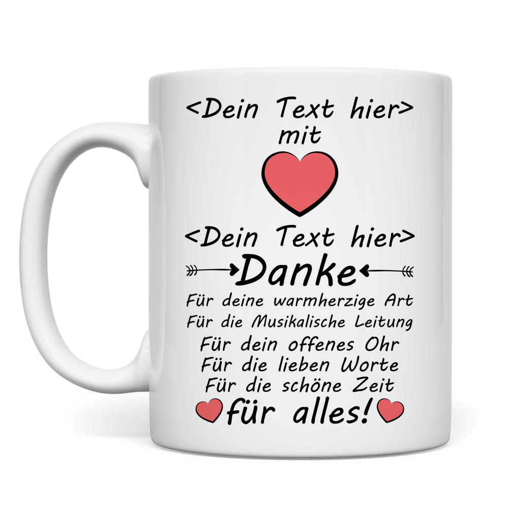 ersonalisierte Keramiktasse fuer Dirigenten mit Orchester-Motiv und Herz-Design, ideales Geschenk zum Konzertende, Abschied oder Jubilaeum