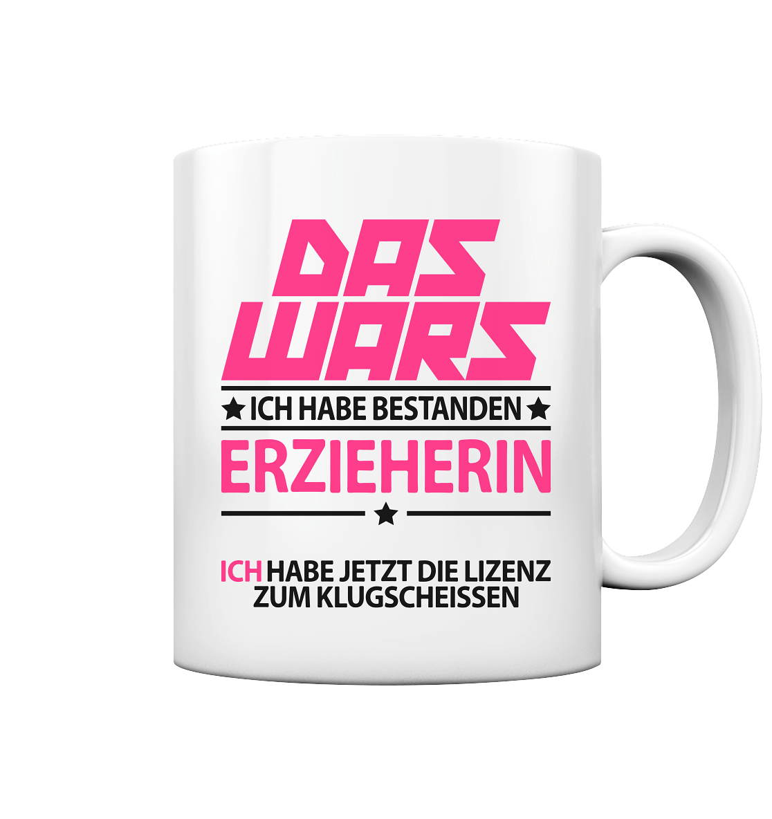 Tasse Erzieherin Ausbildung bestanden Weiss Pink