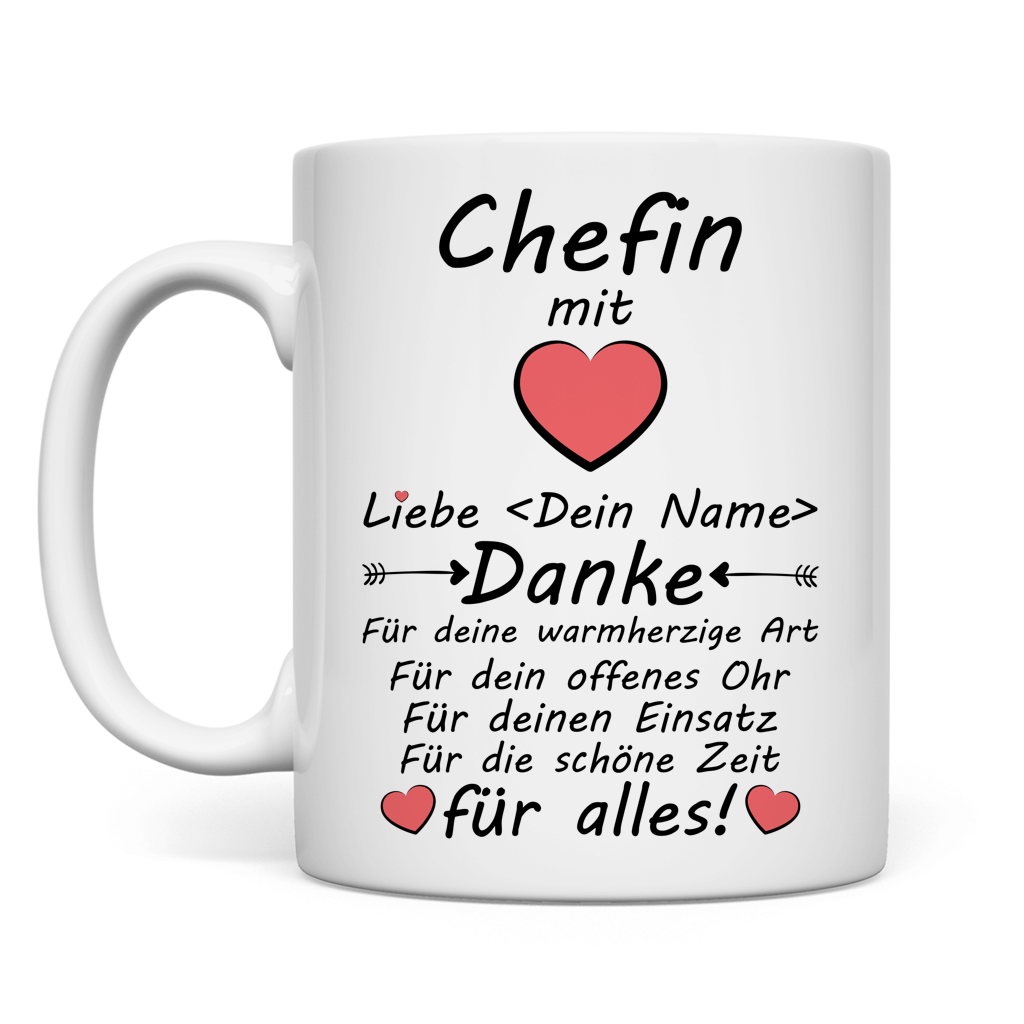  Weisse Keramiktasse mit Herzmotiv und Danke Spruch fuer ex Chefin als Abschiedsgeschenk zum Ruhestand Jobwechsel oder Verabschiedung mit 330 ml Fassungsvermoegen und C-Henkel
