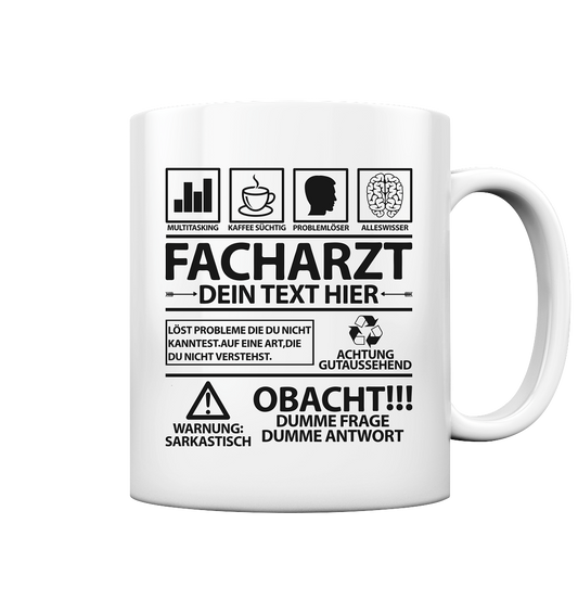 Tasse Personalisiert Geschenk zum Facharzt mit Namen