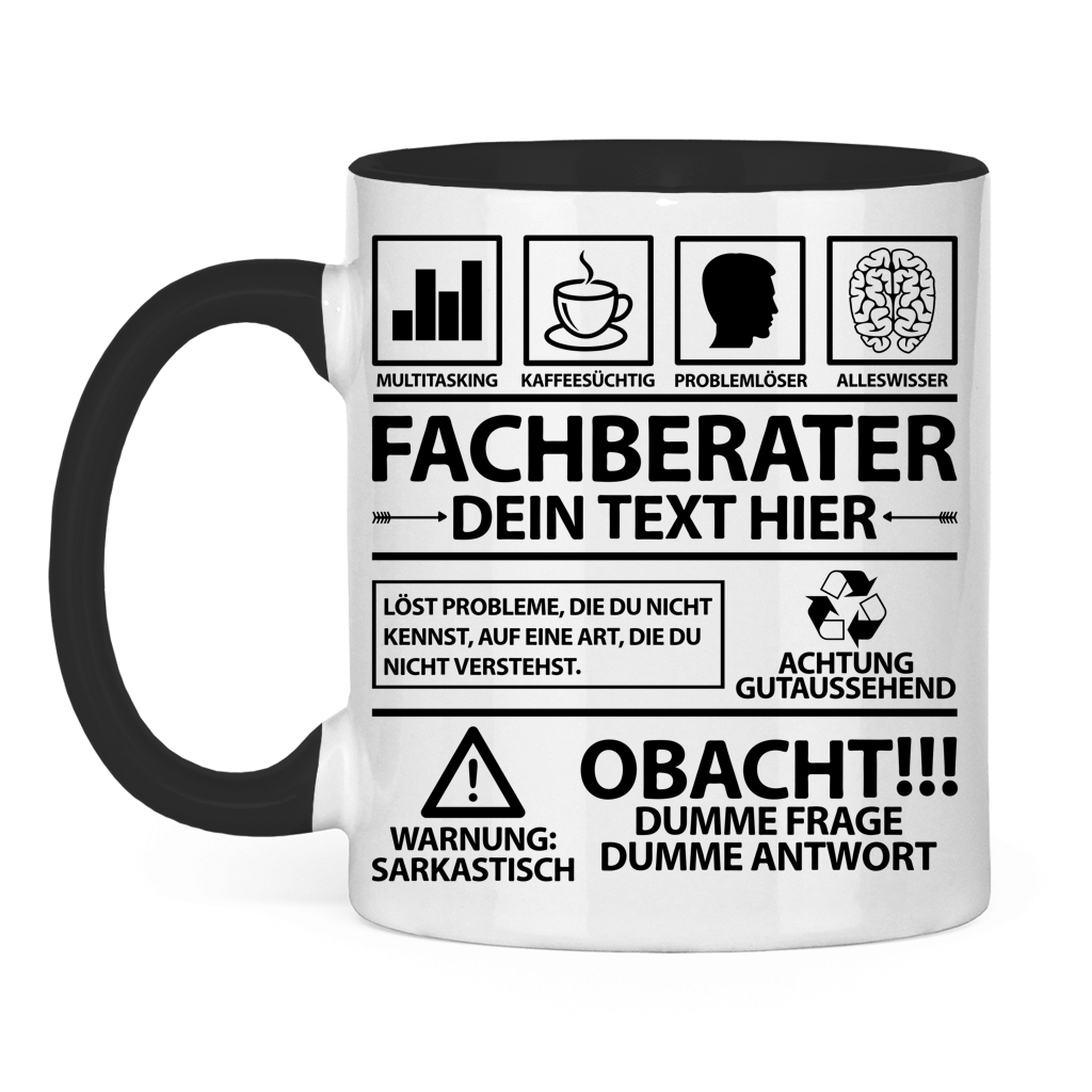 Personalisierte Keramiktasse fuer Fachberater mit Namen als Dankeschoen Abschiedsgeschenk zum Abschied Anerkennung Wertschaetzung Beratung Expertise besondere Anlaesse