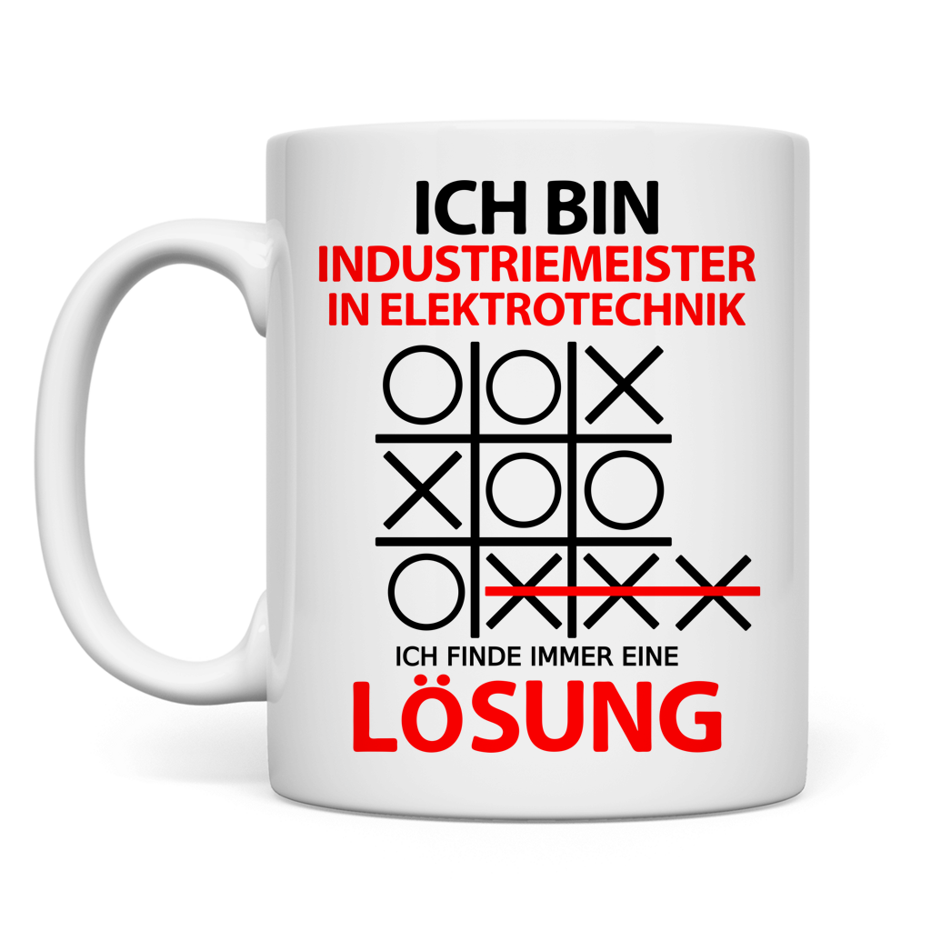 Keramiktasse fuer Industriemeister Elektrotechnik mit Spruch, perfekt als Abschlussgeschenk Geburtstag Befoerderung Jubilaeum Danke sagen Abschiedsgeschenk Weihnachten, weisse Tasse 330ml