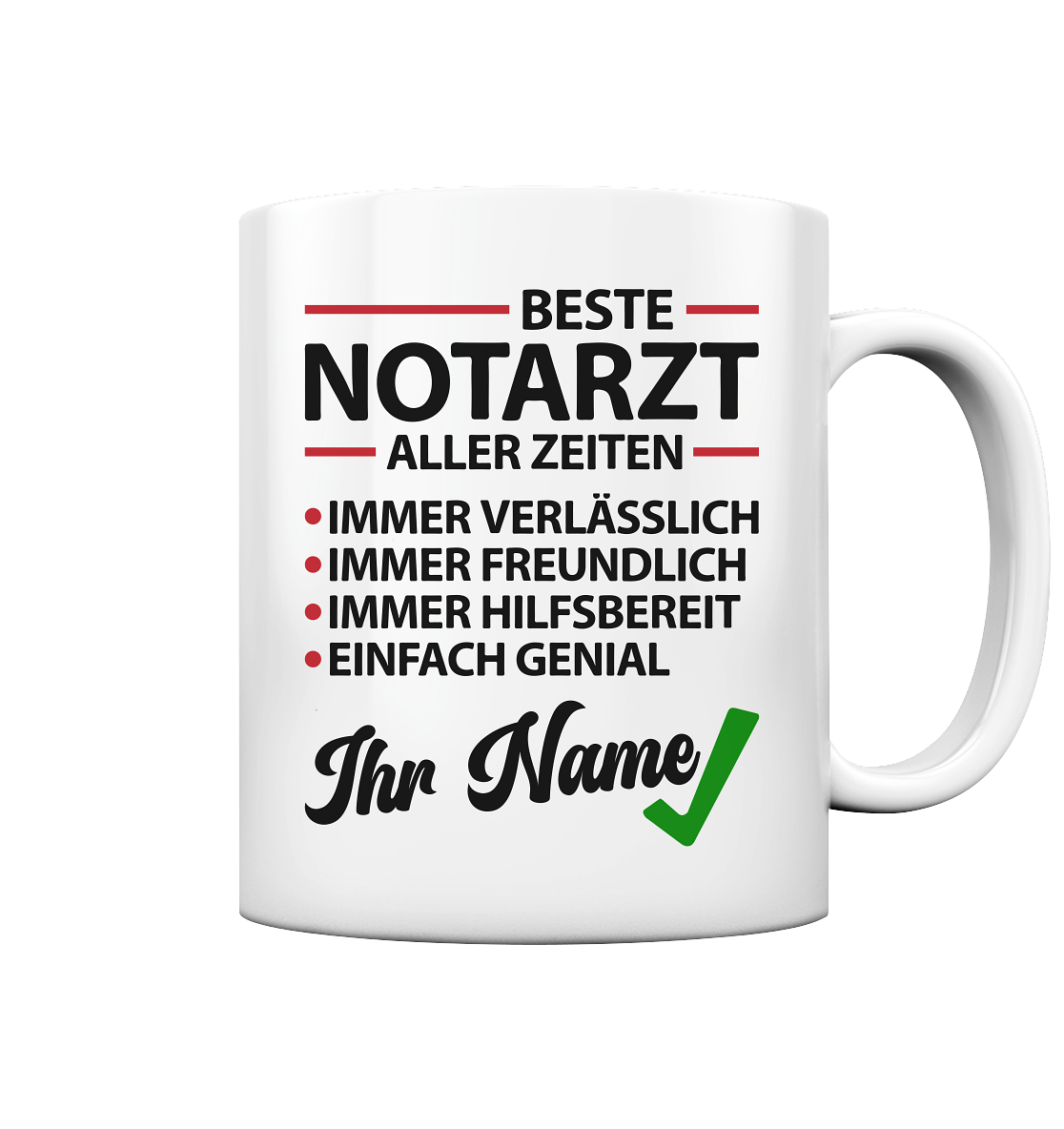 Tasse Notarzt mit Name Personalisiert Geschenk zum Abschied oder um Dankeschön zu sagen